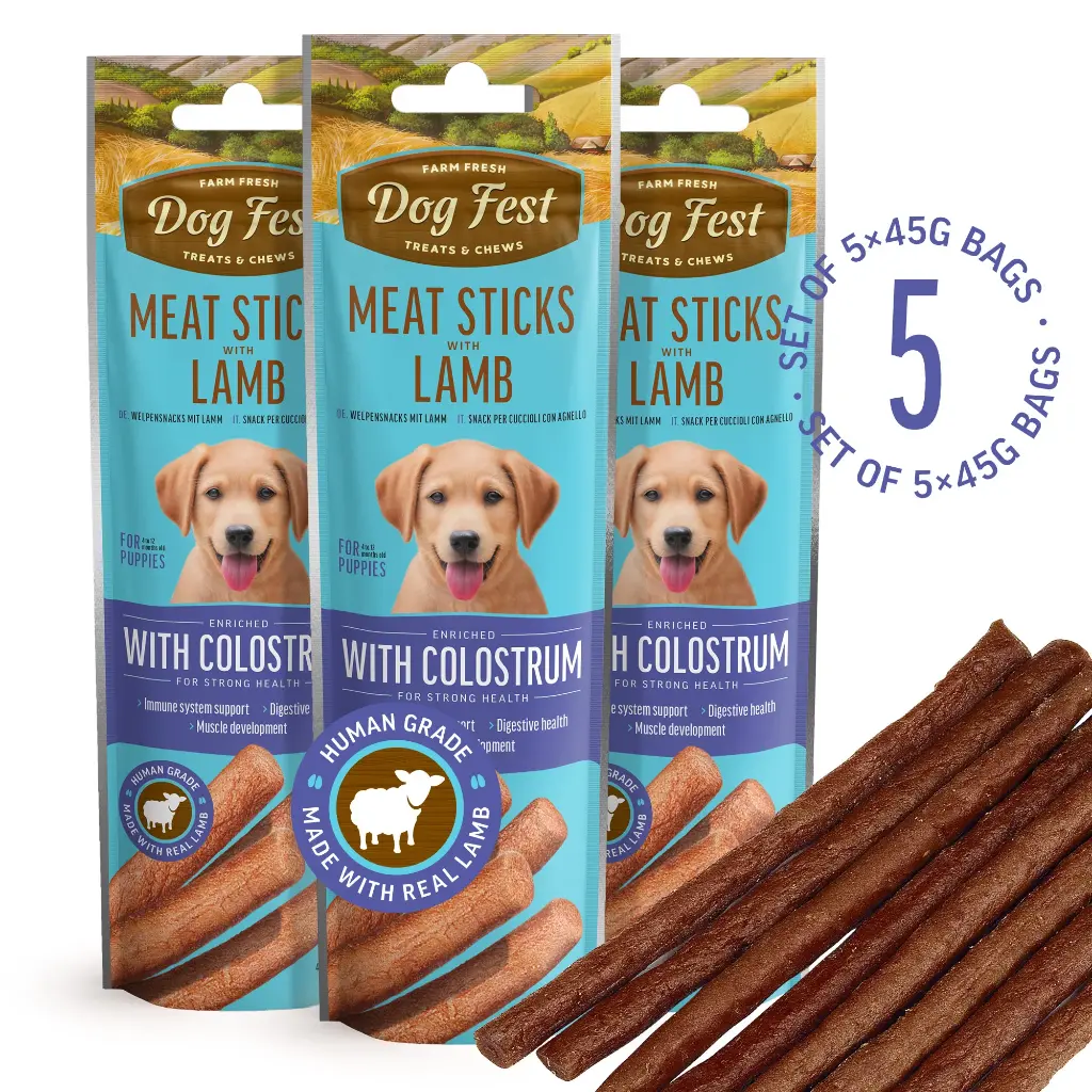 Meat Sticks With Lamb - Dog Treats For Puppies - Set Of 5x45g