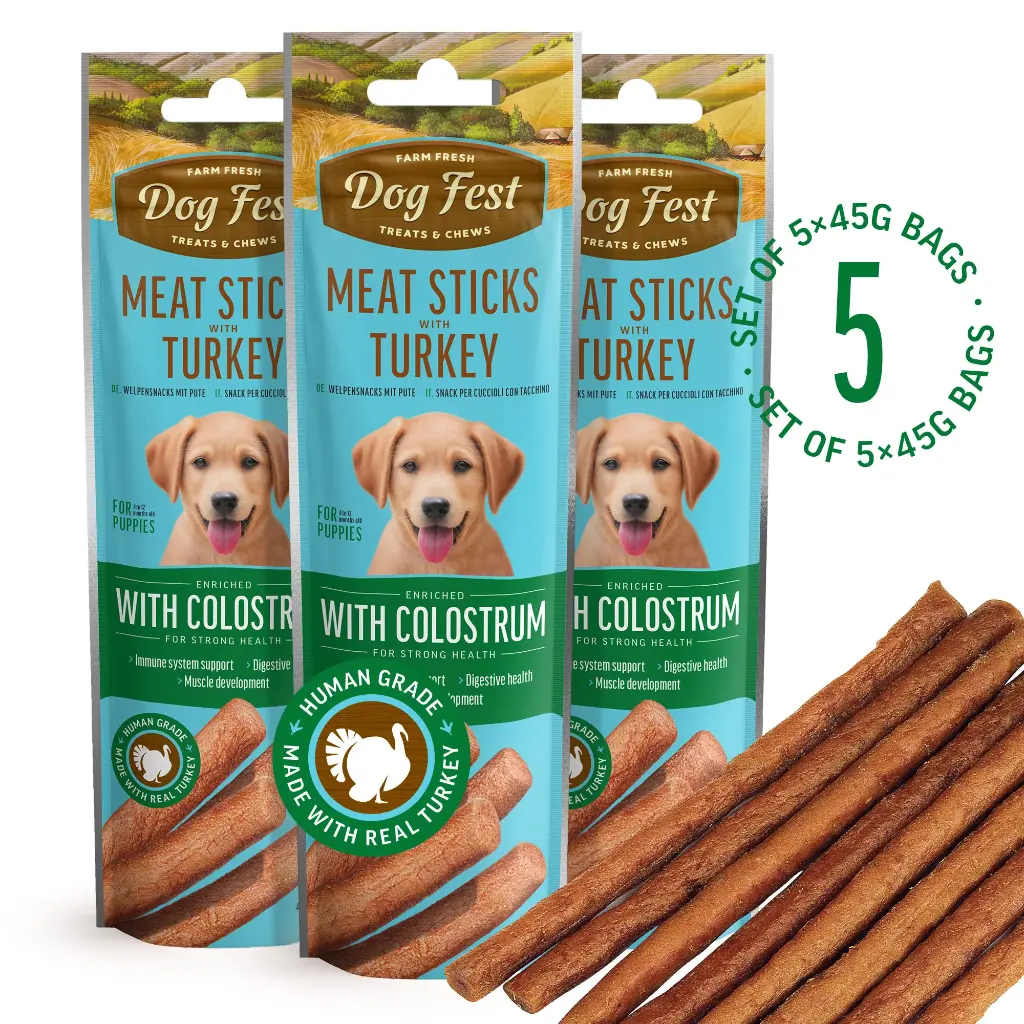 Meat Sticks With Turkey - Dog Treats For Puppies - Set Of 5x45g
