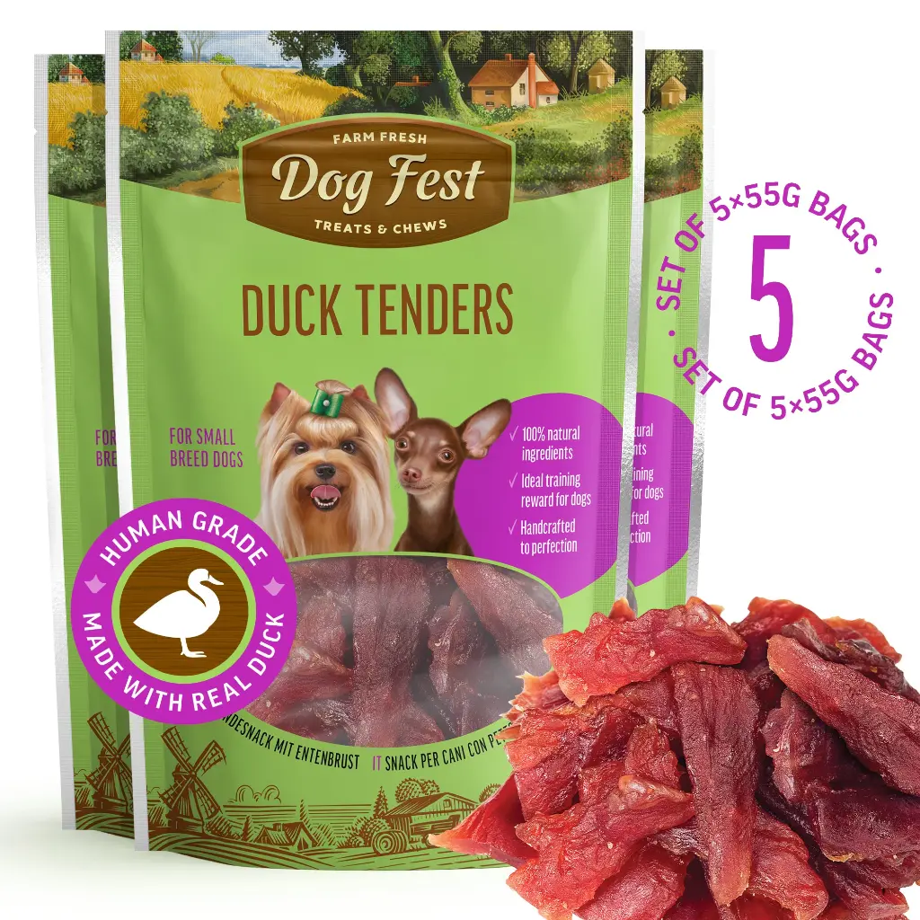 Duck Tenders - Dog Treats For Small Breeds - Set Of 5x55g