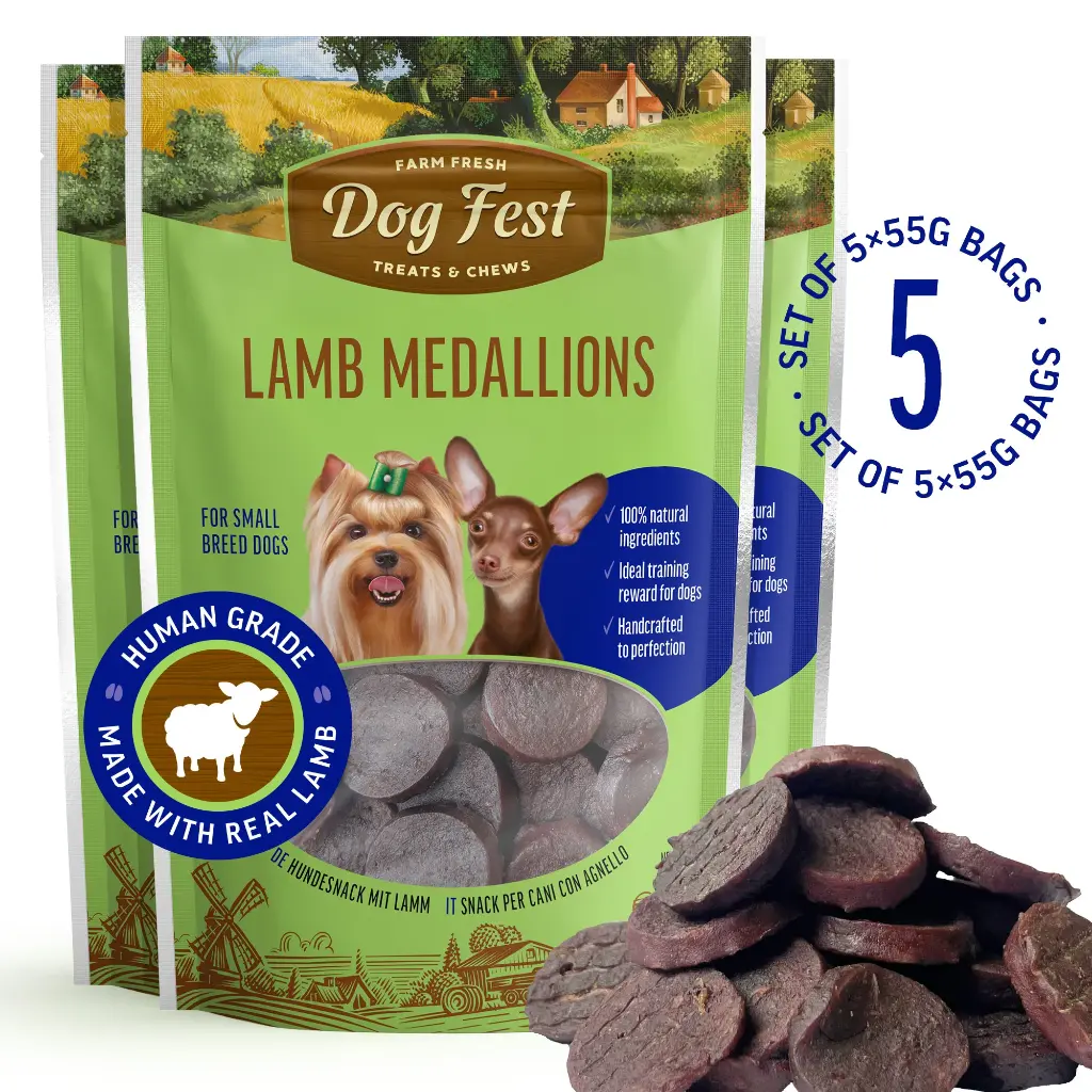 Lamb Medallions - Dog Treats For Small Breeds - Set Of 5x55g