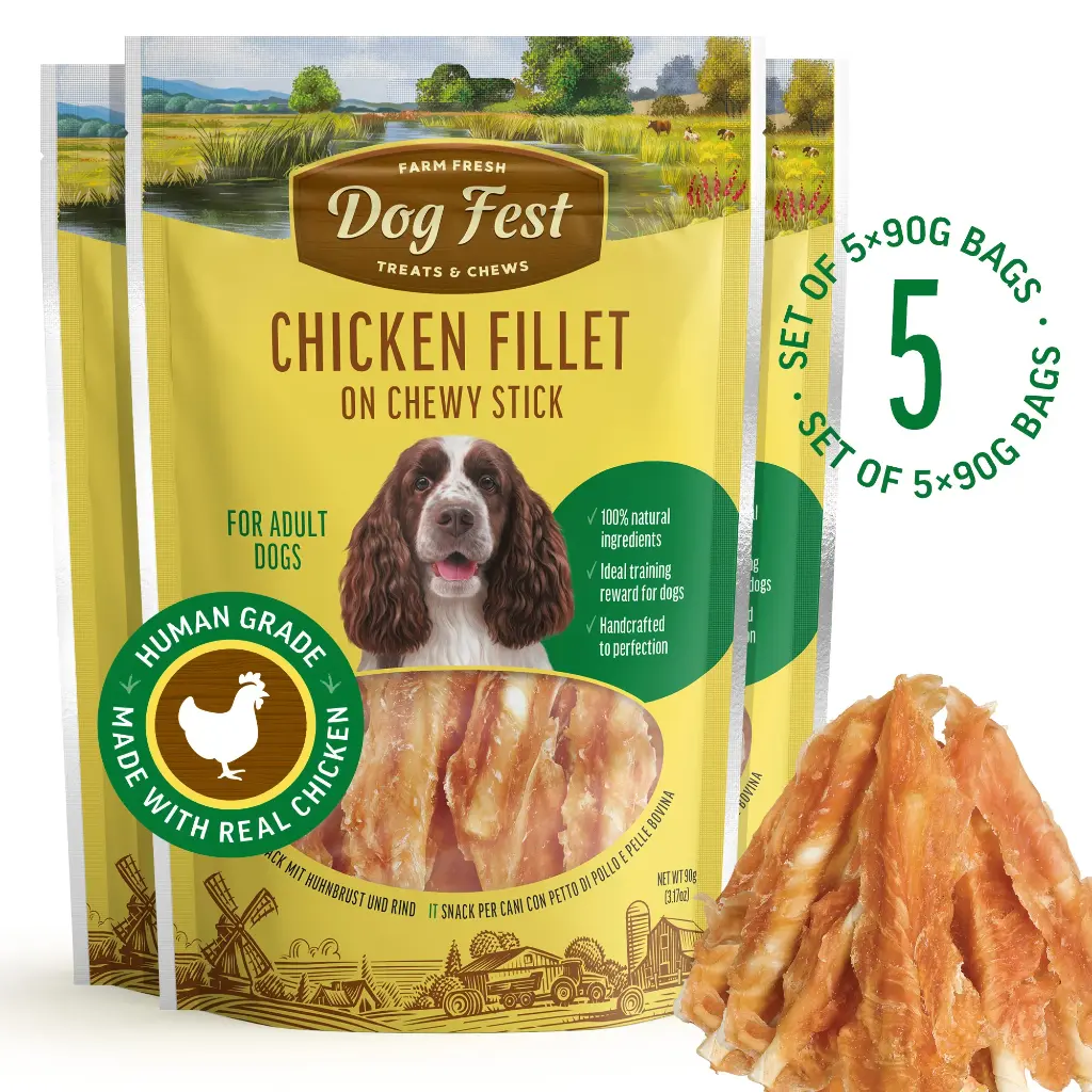 Chicken Fillet On Chewy Stick - Dog Treats - Set Of 5