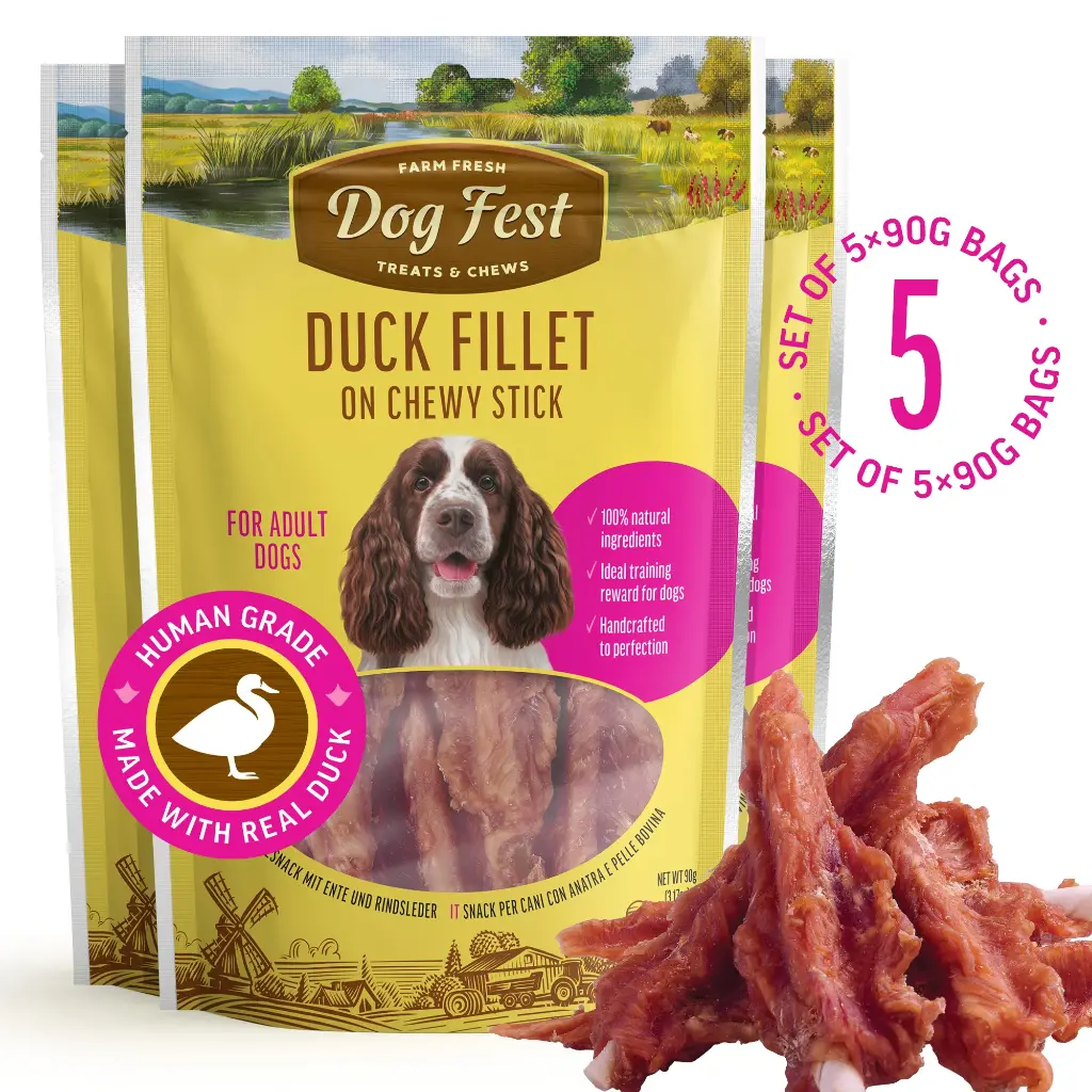 Duck Fillet On Chewy Stick - Dog Treats - Set Of 5