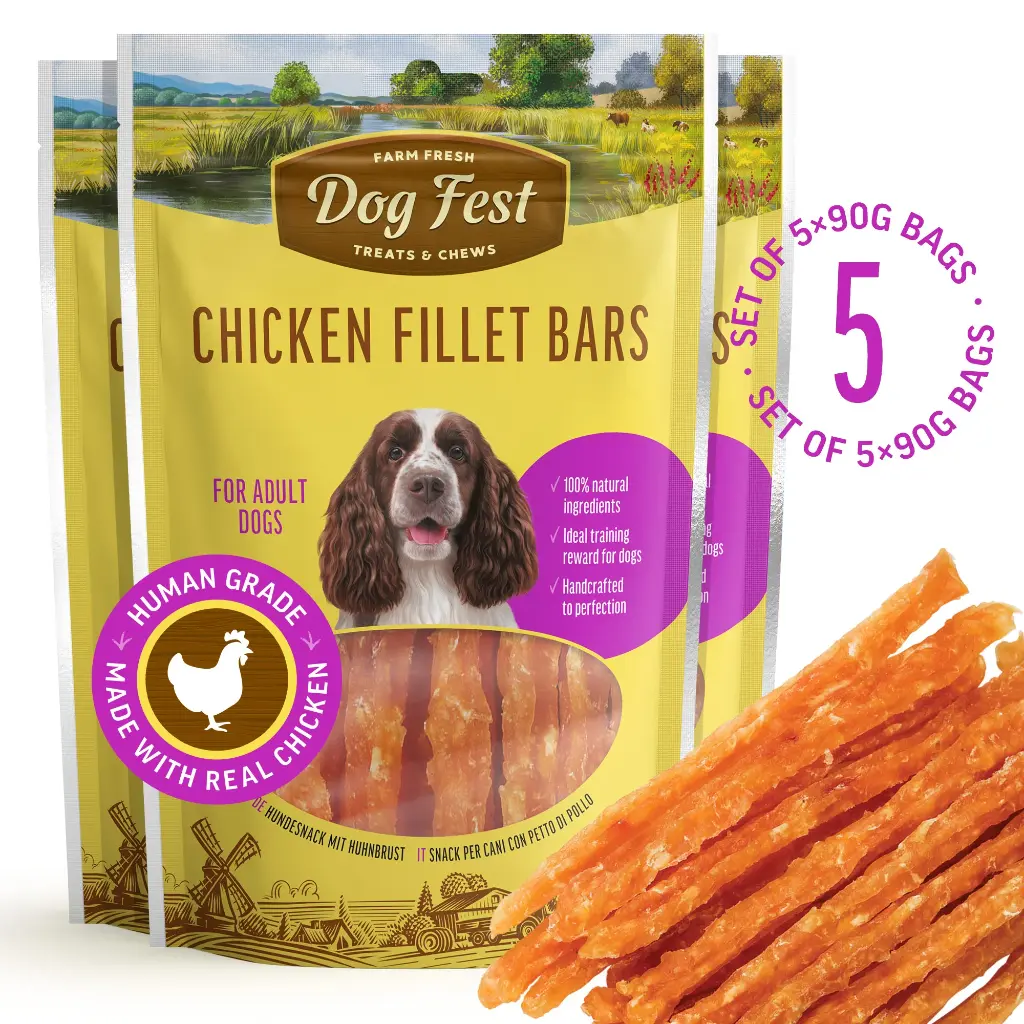 Chicken Fillet Bars - Dog Treats - Set Of 5