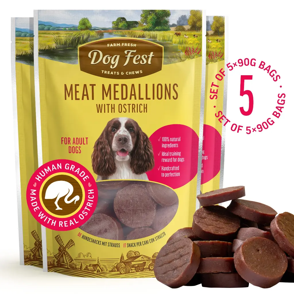 Meat Medallions With Ostrich - Dog Treats - Set Of 5
