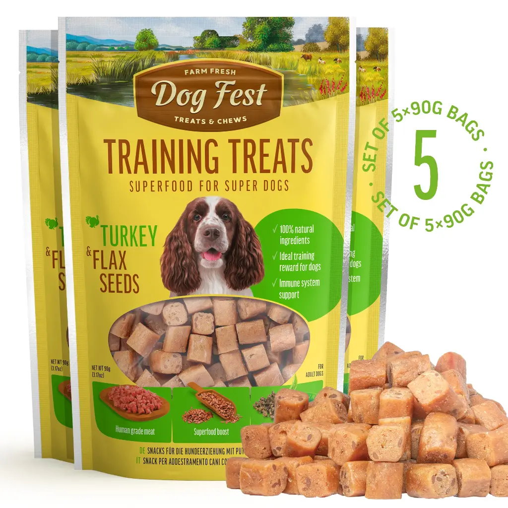 Training Treats Turkey & Flax seeds - Dog Treats - Set Of 5