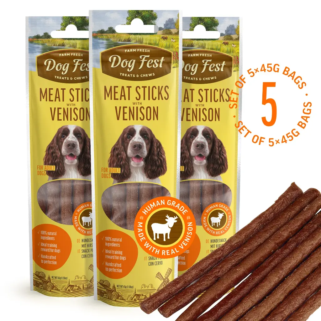 Meat Sticks With Venison - Dog Treats - Set Of 5x45g
