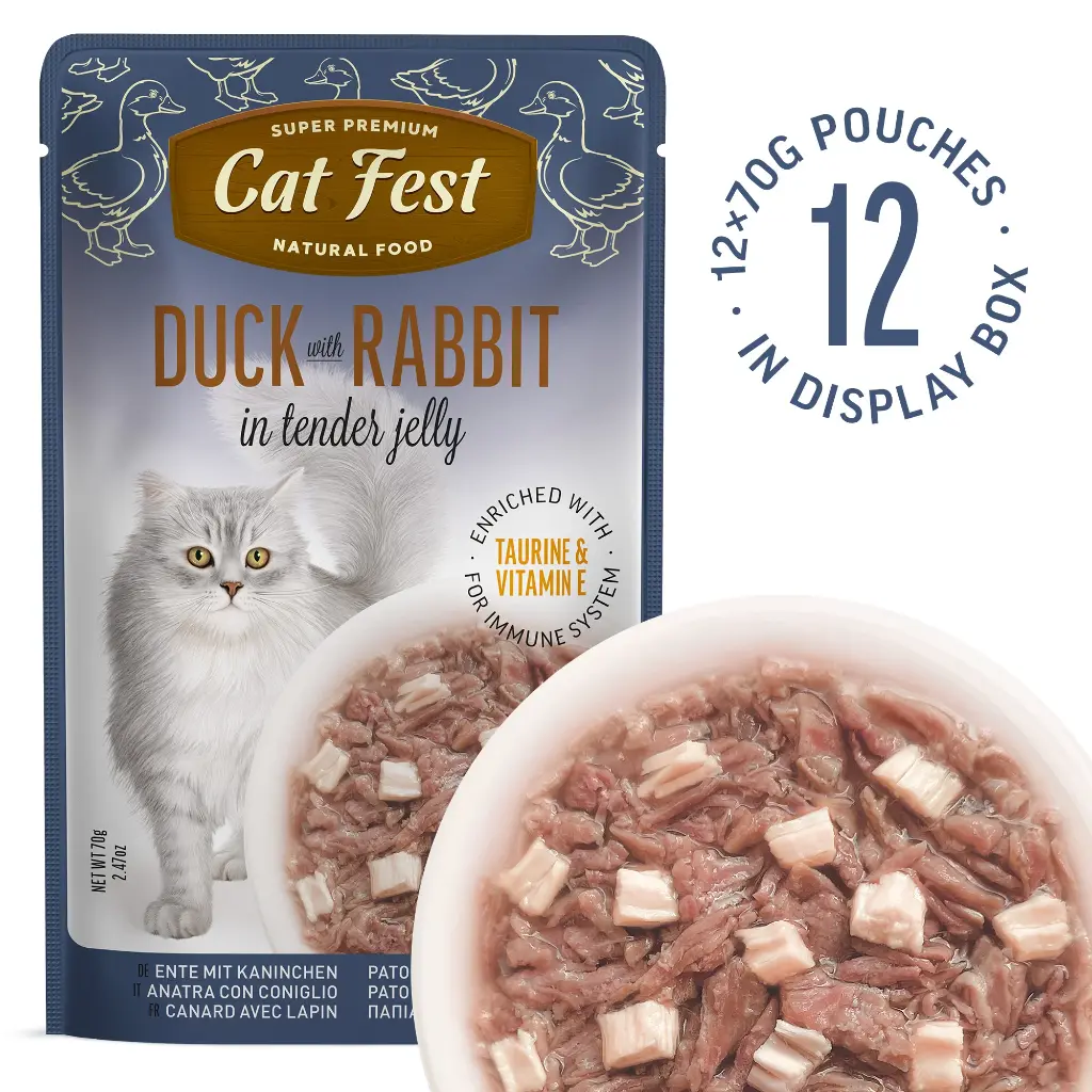Duck With Rabbit In Tender Jelly - Cat Wet Food - Set Of 12x70g