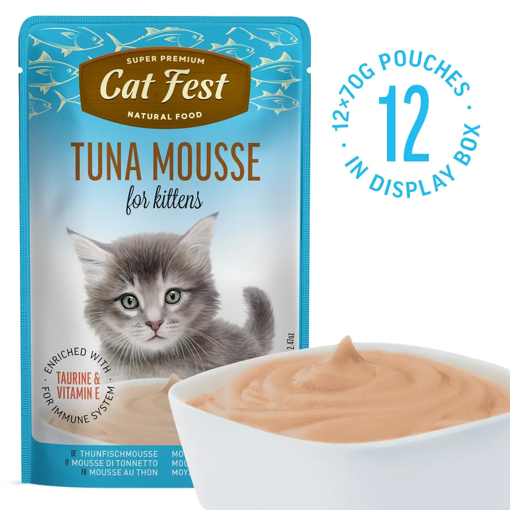 Tuna Mousse for Kittens - Cat Wet Food - Set Of 12x70g