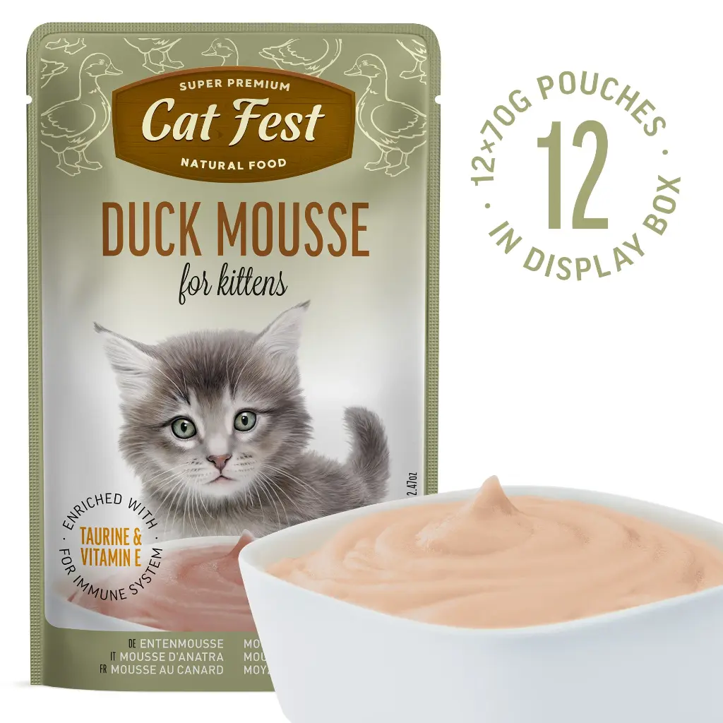 Duck Mousse for Kittens - Cat Wet Food - Set Of 12x70g