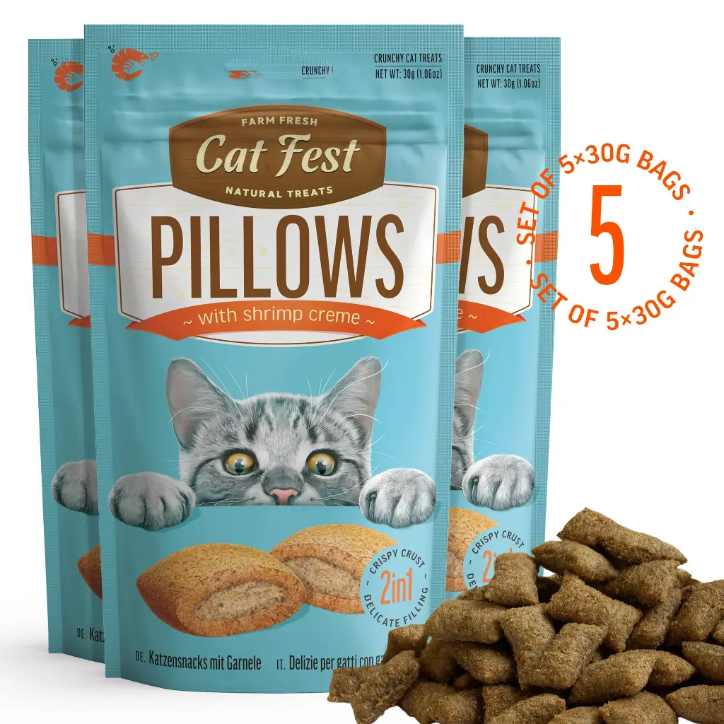 Pillows With Shrimp Creme - Cat Treats - Set Of 5x30g