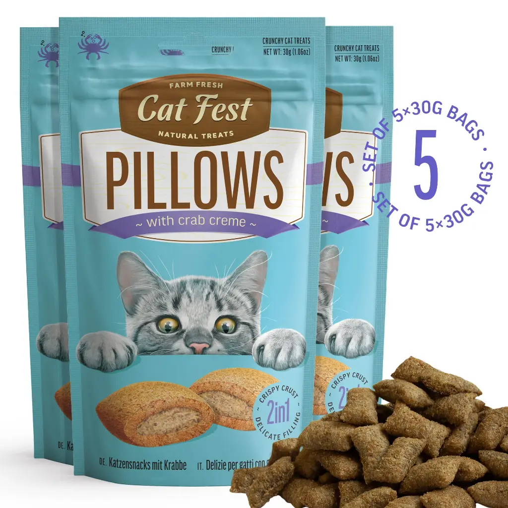Pillows With Crabe Creme - Cat Treats - Set Of 5x30g