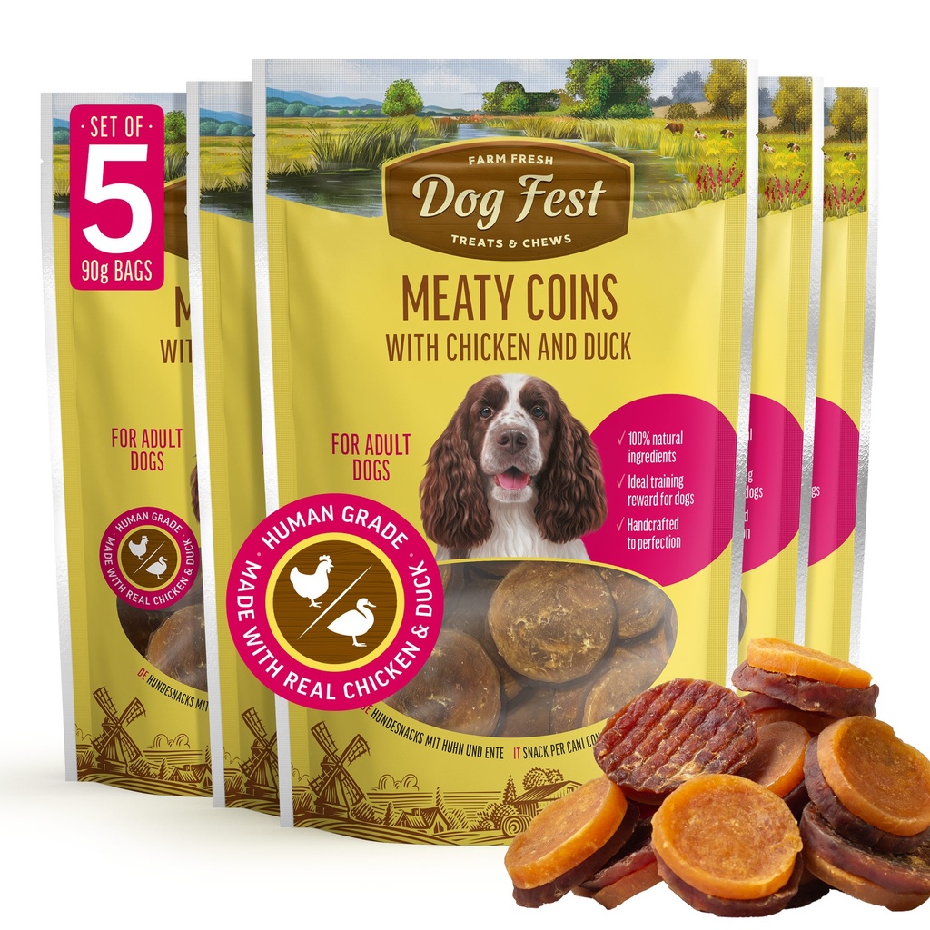 Meat coins with chicken and duck  - Dog Treats - Set Of 5