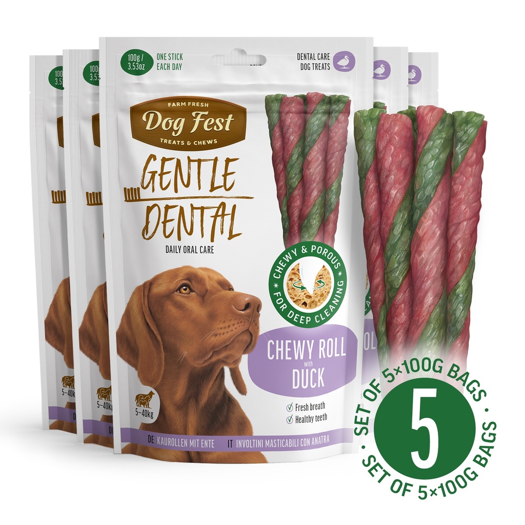 Gentle Dental Chewy Roll with Duck  - Set of 5 x 100 g  