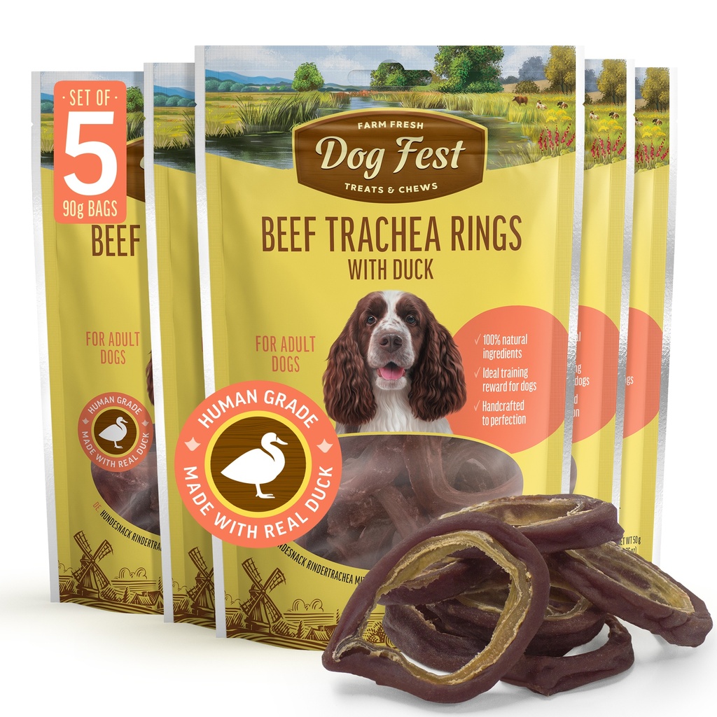 Beef trachea with duck - Dog Treats - Set Of 5