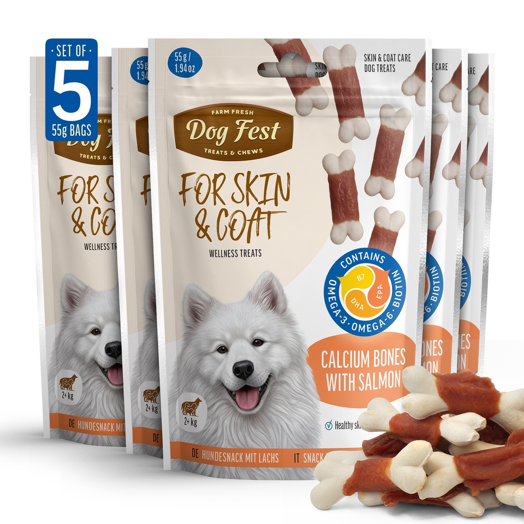 Calcium Bones - Dog Treats For All Breeds - Set Of 5x55g