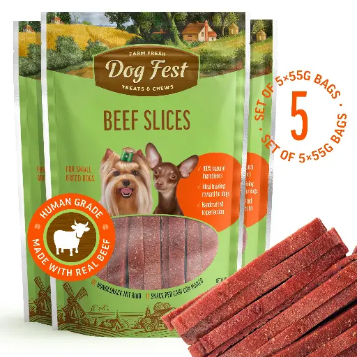 [79711540] Beef Slices - Dog Treats For Small Breeds - Set Of 5x55g