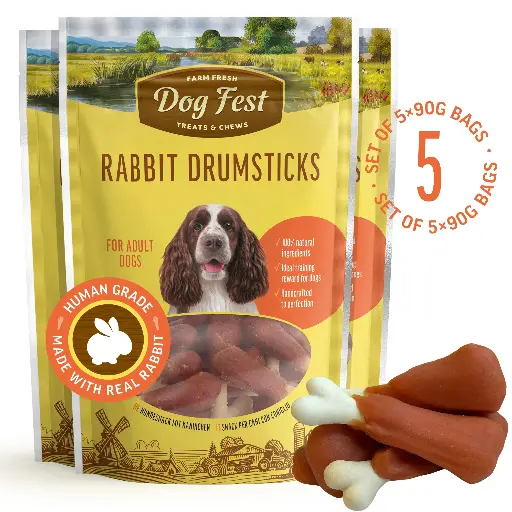[79214949] Rabbit Drumsticks - Dog Treats - Set Of 5