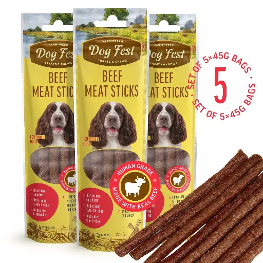 [79711298] Beef meat sticks - Dog Treats - Set Of 5x45g