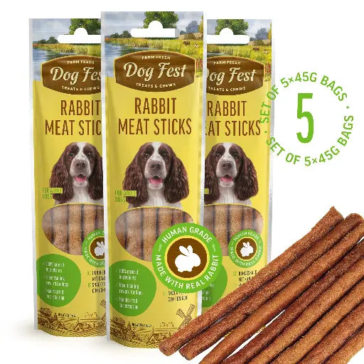 [79711304] Rabbit Meat Sticks - Dog Treats - Set Of 5x45g