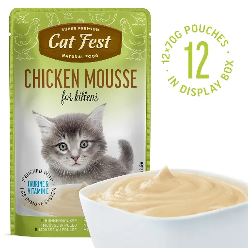 [79218954] Chicken Mousse for Kittens - Cat Wet Food - Set Of 12x70g