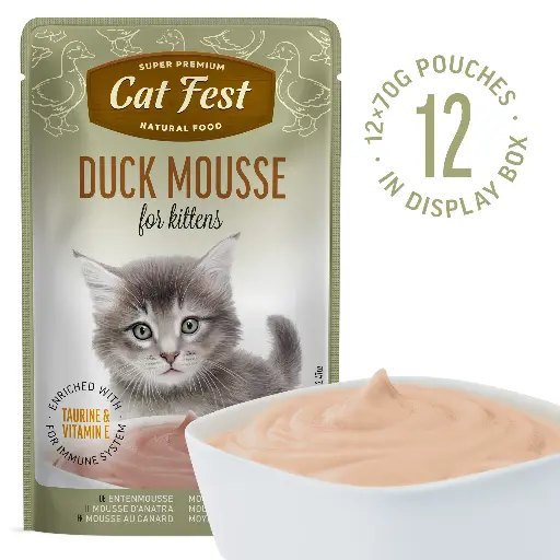 [79218978] Duck Mousse for Kittens - Cat Wet Food - Set Of 12x70g