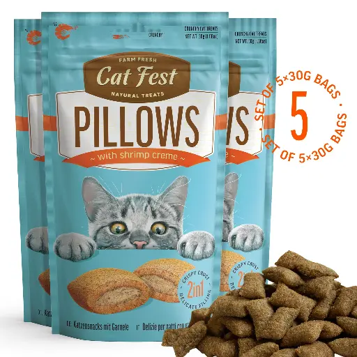 [79207781] Pillows With Shrimp Creme - Cat Treats - Set Of 5x30g