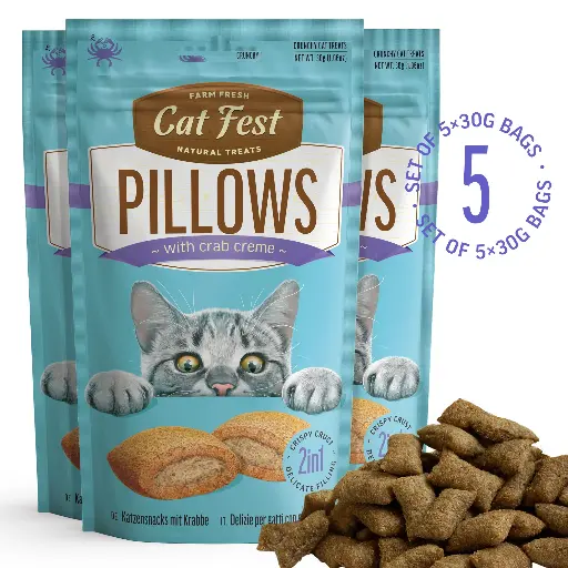[79207798] Pillows With Crabe Creme - Cat Treats - Set Of 5x30g