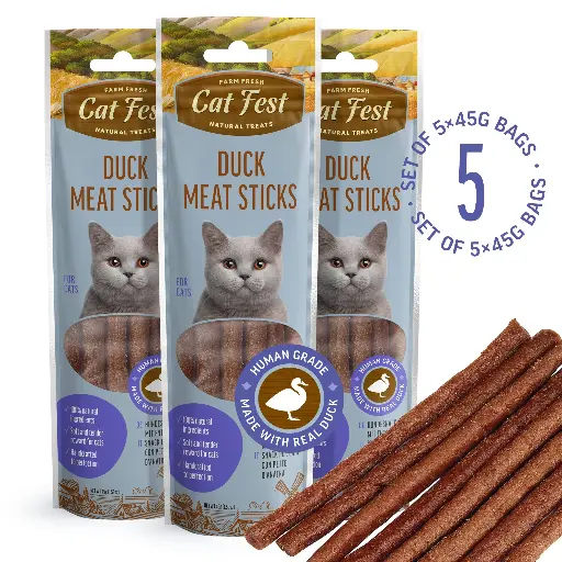 [79711588] Duck Meat Sticks - Cat Treats - Set Of 5x45g