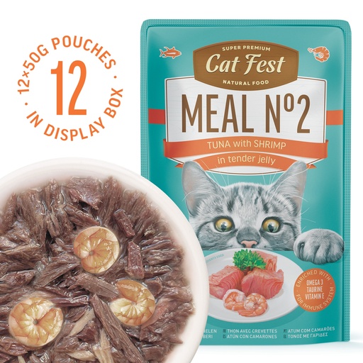 [79217940] MEAL No 2 / Tuna with shrimp in tender jelly - Set of 12x 50 g