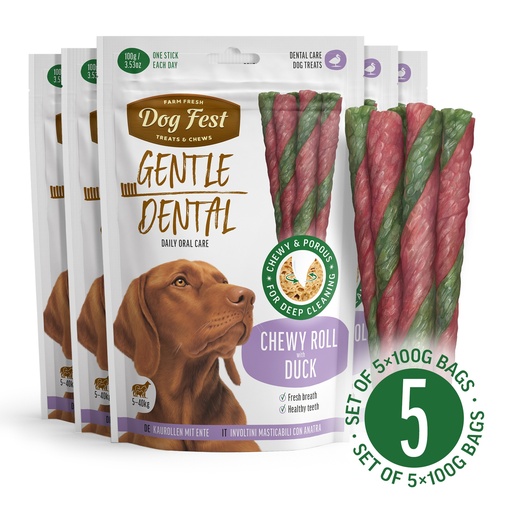 [79212631] Gentle Dental Chewy Roll with Duck  - Set of 5 x 100 g  