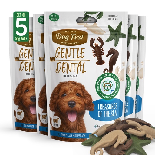 [79219968] Gentle Dental Treasures of the sea - Set of 5 x 55 g - Dog Treats - Set Of 5