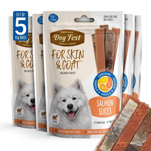 [79219883] Salmon slices- Dog Treats For All Breeds - Set Of 5x55g